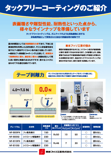 タックフリーコーティング リーフレット資料