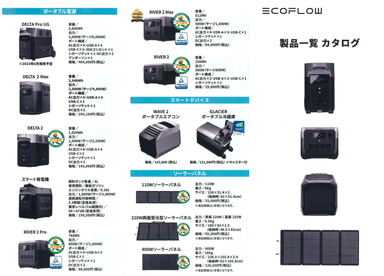 ポータブル電源製品 仕様一覧