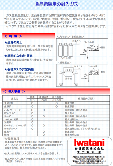 ガス置換包装について資料