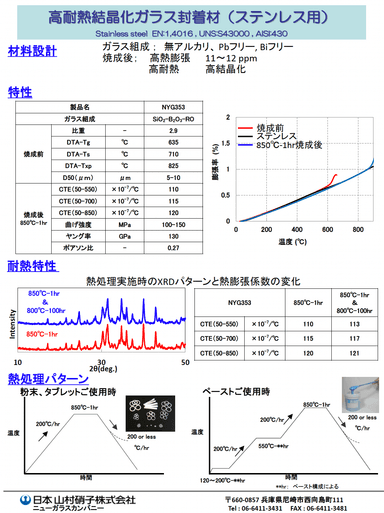 高耐熱結晶化ガラス封着材 技術資料