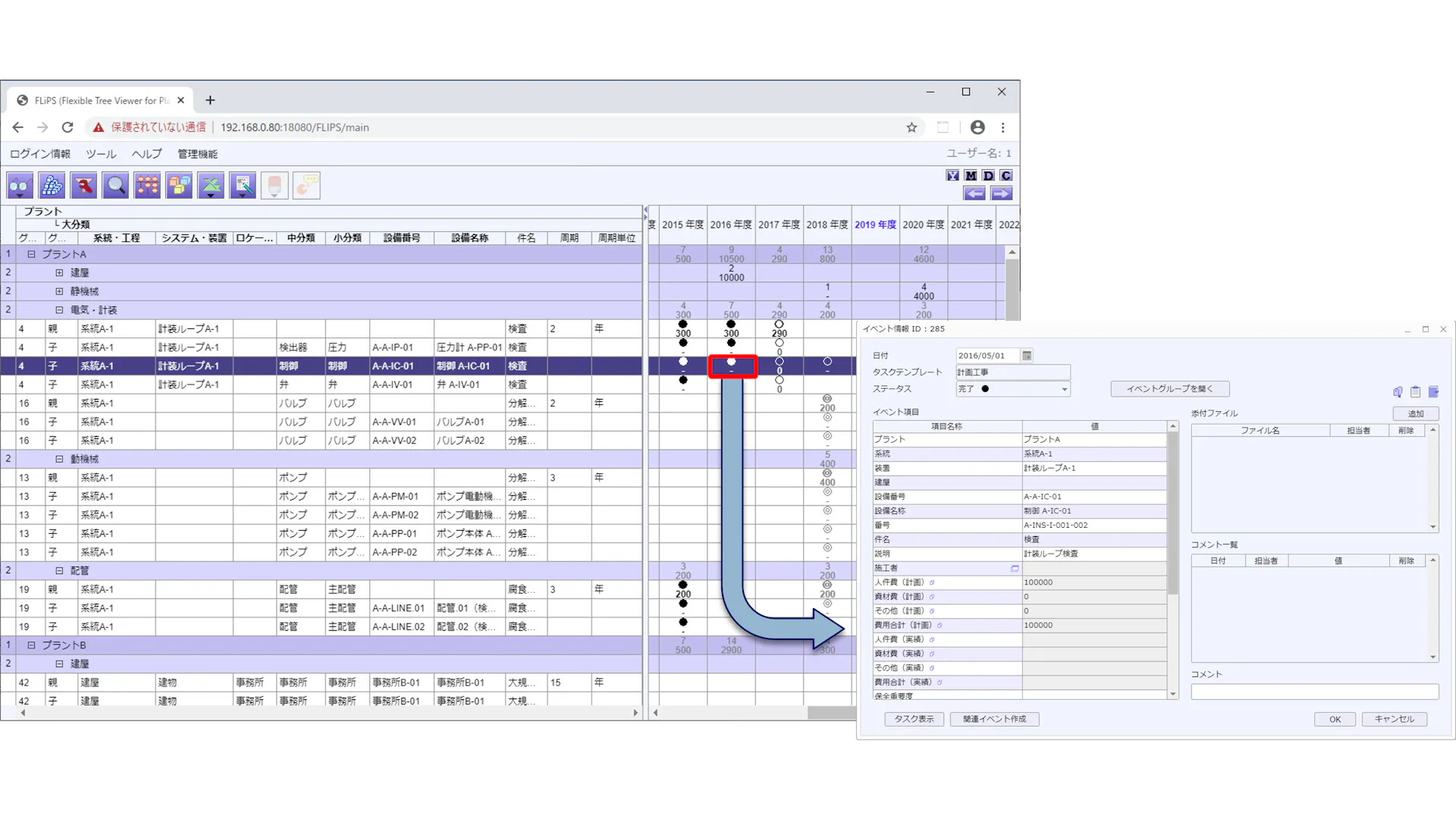 カレンダー型設備管理システムFLiPS